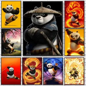 K-Kung F-Fu P-Panda Character Art Poster Waterproof HD Wall Sticker | Self-Adhesive Decorative Art Poster | Fade-Resistant Scratch-Proof for Long-Term Use | Easy to Apply and Clean | for Home Office Bedroom Living Room Kitchen Decor | Gift Idea