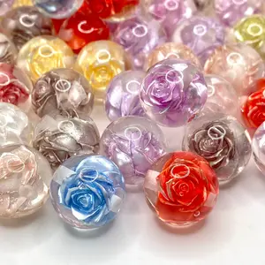 Every Rose Has Its Love Story Acrylic Beads 16mm Crafting & Beading DIY Supplies Roses Beaded Pens Keychains
