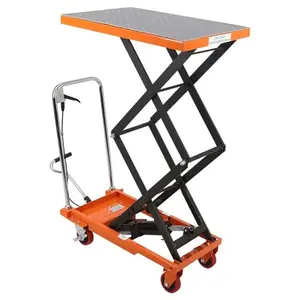 GARVEE Hydraulic Lift Table Cart 330lbs Capacity, 49.6" Lifting Height, Double Scissor, 4 Wheels, Non-Slip Pad, Material Handling