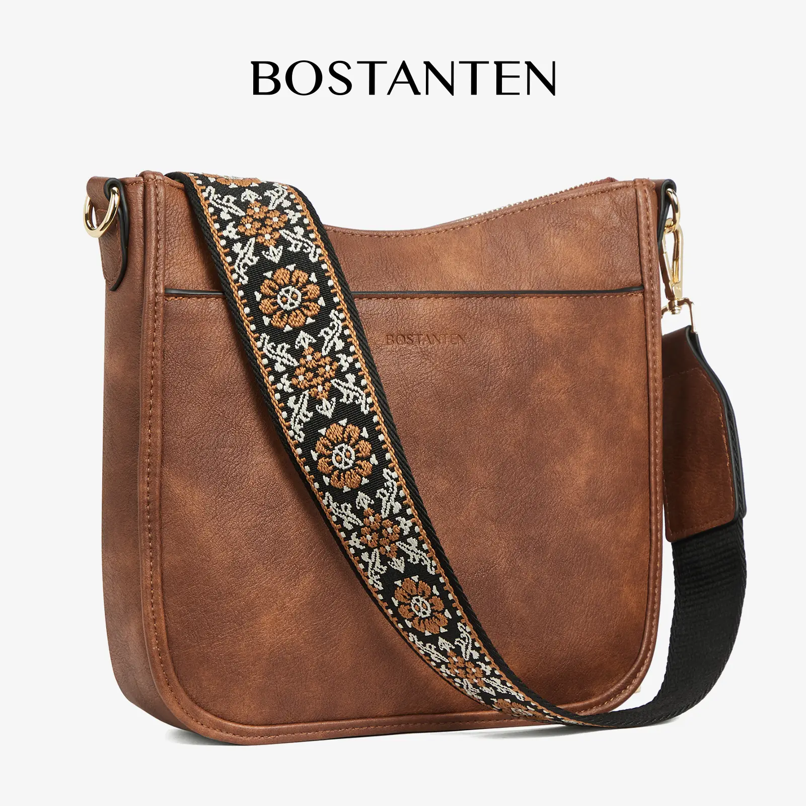 BOSTANTEN Crossbody Bags for Women 2PCS Vegan Leather Hobo Purses Wallet Set Shoulder Handbags With Wide Shoulder Strap