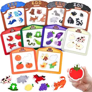 Wooden Fridge Magnets for Toddlers, 50PCS Magnetic Color Sorting Refrigerator Toys, Farm & Zoo Animal Magnets for Kids, Baby Educational Learning Gifts for 2, 3, 4, 5 Year Olds