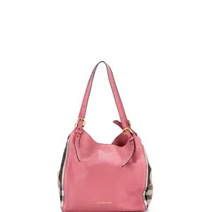 Pre-owned BURBERRY Canvas Plain, Leather Tote Bags REBAG Canterbury Tote Leather and House Check Canvas Small by Rebag