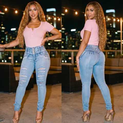 MX JEANS Mid Rise Push Up Ripped Skinny Jeans RESTOCK