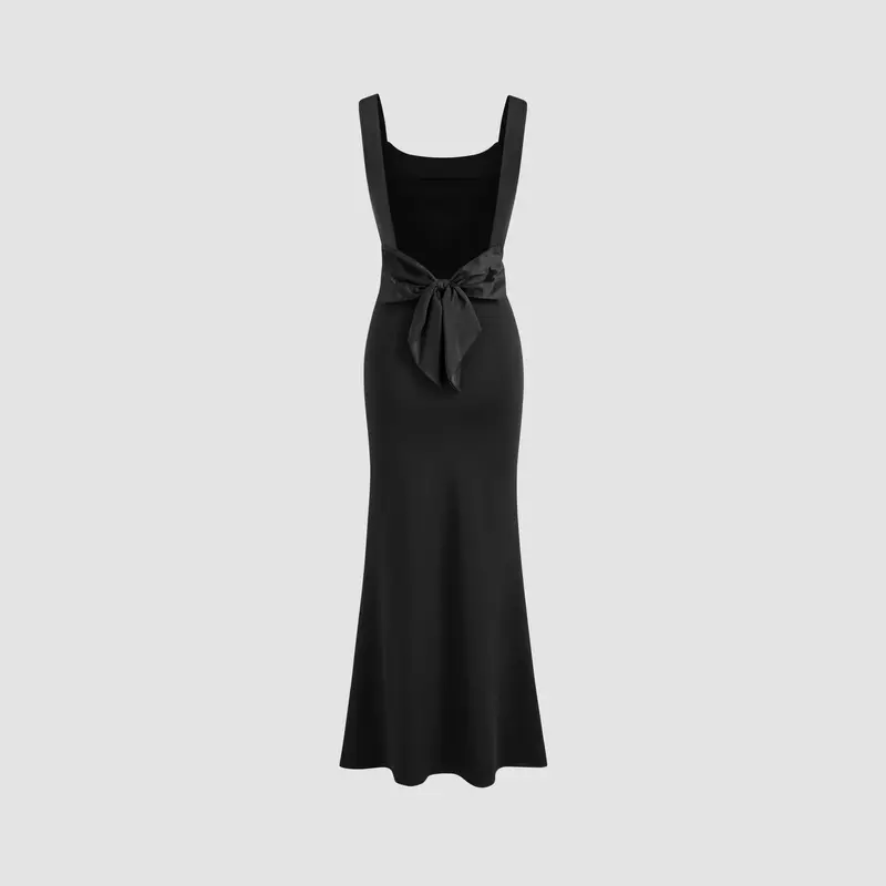 jacquard scoop neckline solid bowknot layered dress - TikTok Shop