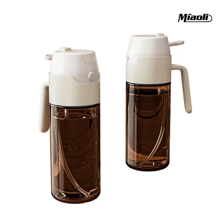 Miolite 1/2 Portable Olive Oil Sprayer and Pourer | 18.6oz Plastic Kitchen Oil Bottle, Ideal for Cooking, Grilling, Air Frying, Baking, and Salads