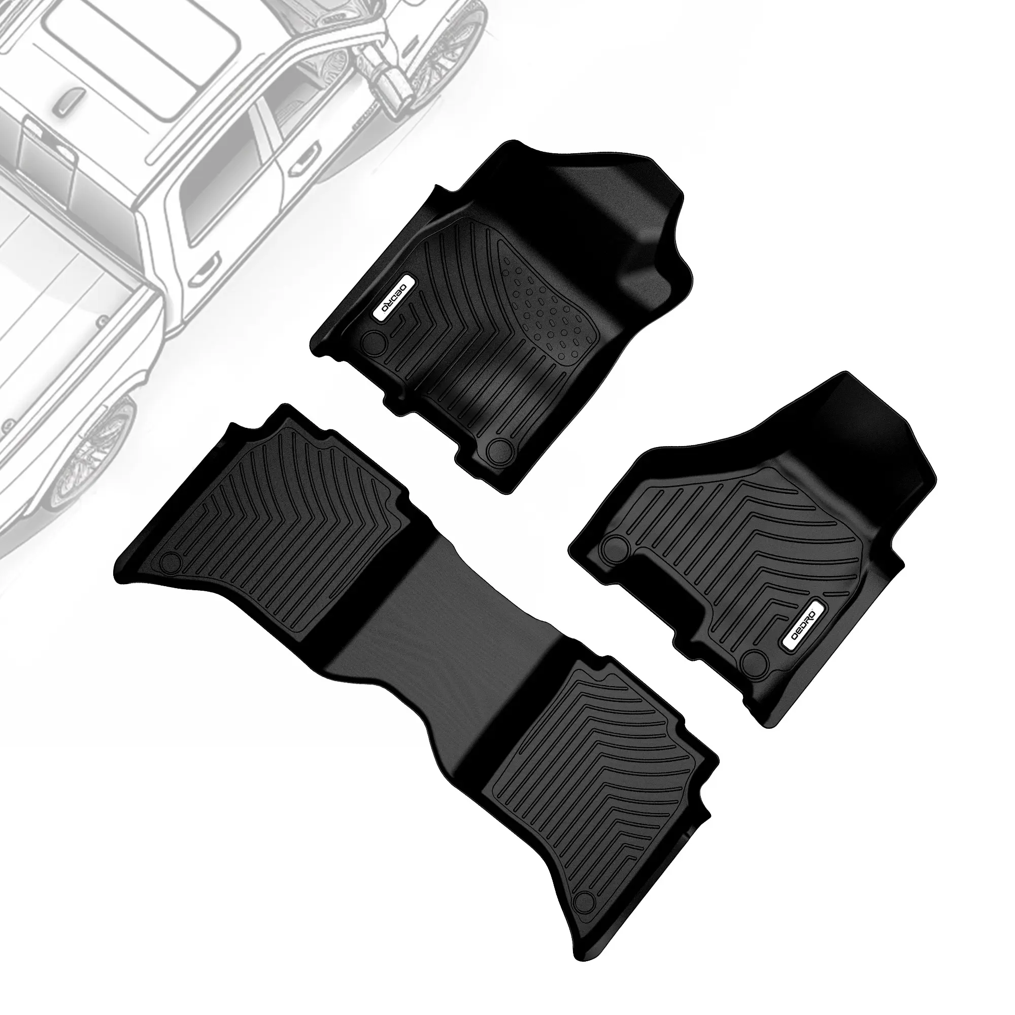 OEDRO Floor Mats Fit for 2019-2025 2026 Ram 2500/3500 Crew Cab with 1st Row Bucket or Bench Seats, Custom Fit TPE All Weather Car Mats Includes 1st and 2nd Row