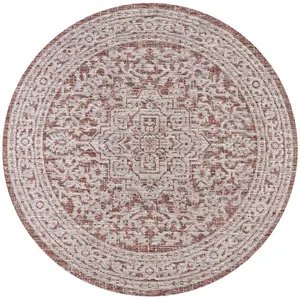 Sinjuri Medallion Textured Weave Indoor/outdoor Round Rug