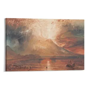 Joseph Mallord William Turner Canvas -Vesuvius in Eruption Prints Posters Canvas Poster Bedroom Decor Sports Landscape Office Room Decor Gift Frames Ornaments Wall Artistic Decoration Photo