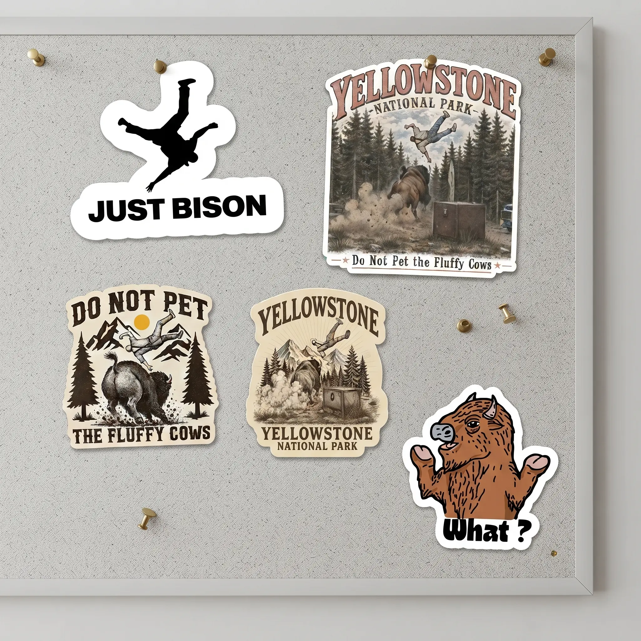 Funny Fluffy Cow Sticker, Wildlife Warning Decal, Cute Bison Meme Vinyl Sticker, Outdoor Adventure Gift