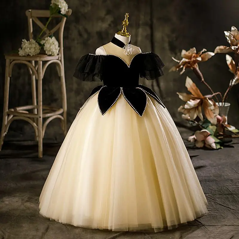 2025 New Children's Dress, Girls' Princess Puffy Catwalk Piano Costume, Elegant And Skirt toddler  clothing boys  shorts cj   socks little bamboo kid