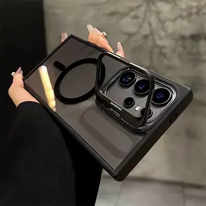 For S25 Ultra/S22 Plus/224/S23 magnetic phone case concealed metal lens holder transparent cover HN112