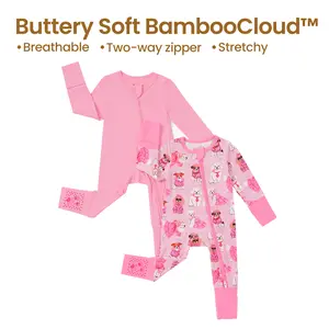 PatPat Bamboo Baby Boy / Girl 3-Pack&2-Pack Solid&Rainbow Printed 2-Way Zip Romper Anti Slip Long-sleeve Footie