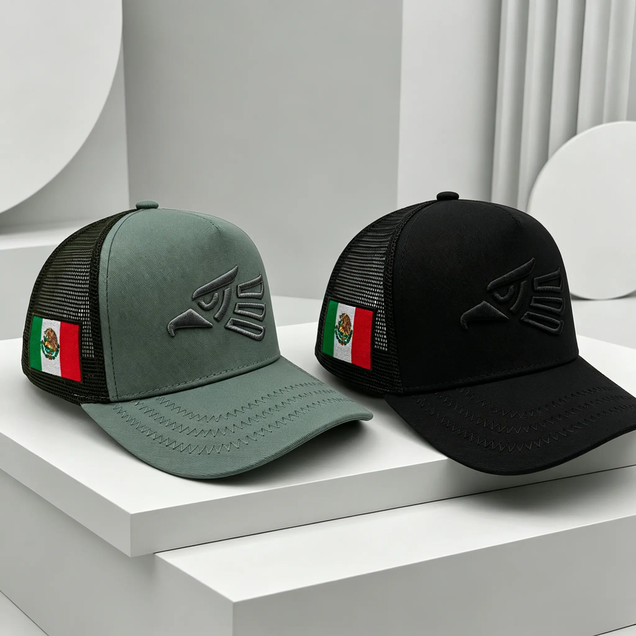 2-Pack Embroidered Eagle Trucker Hats, Breathable Durable Mesh Baseball Caps, Retro Streetwear Style, Trendy Daily Casual Versatile Caps