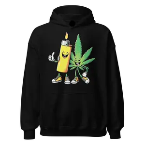 Best Buds Hoodie Lighter And Weed Blended Cotton Midweight Premium Pullover