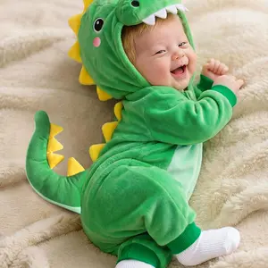 Newborn Cute Dinosaur Hat Coat, Winter Outdoor Baby Wrap, Warm Bodysuit for Infants, Cozy Crawling Suit, Perfect for Cold Weather, Wearable Dinosaur Costume