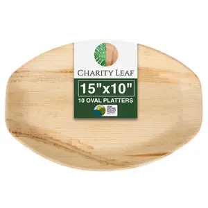 15" x 10" Inch Oval Tray Bamboo Leaf serving trays