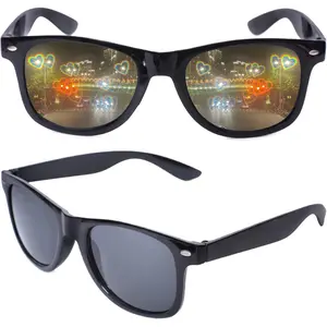 Heart Effect Diffraction Glasses Party Rave Heart Light Glasses Festival Accessories Square Sunglasses Shades Love Gift