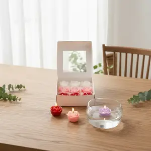 1 Box Set of 9pcs Rose Flower Candles, Scented Soy Wax Handmade Candles, Ombre Combination Floating Candles, Floral Candle for Home Decor