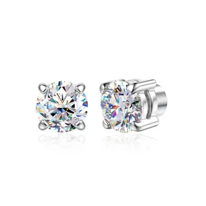 Magnetic Stud Earrings for Men Women Stainless Steel Non Piercing Clip on Fake Earrings Studs Dainty Moissanite Jewelry AAA+ Cubic Zirconia 316L Steel Hypoallergenic Unisex Design