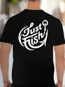 Men's Round Neck Short Sleeve Casual Top Just Fish Pattern Slim Fit Outdoor Fishing Daily Wear Spring Autumn Tee