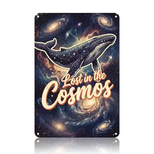 Luhery Cosmic Whale Galaxy Metal Sign, Modern Space Wall Decor Art, High-Definition Printed Metal Texture, Waterproof, Durable, Fade-Resistant, Easy-Clean, Lightweight Hanging for Living Room, Office, Ideal Gift (8x12in/20x30cm)
