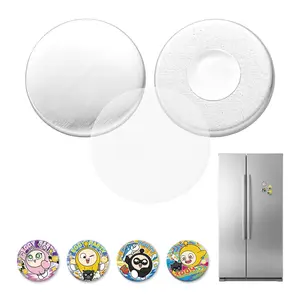 VEVOR Button Maker Supplies 50 Sets 1.26 in / 32 mm Refrigerator Magnets, Button Parts with Magnetic Backs, Metal Shells, Clear Mylar Films, and Blank Circle Papers, for Home DIY and Kitchen Decor