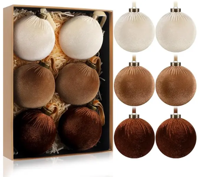 Large Flocked Shatterproof Plastic Christmas Ball Ornaments, Hanging Xmas Bulbs for Home Tree & Party Decoration