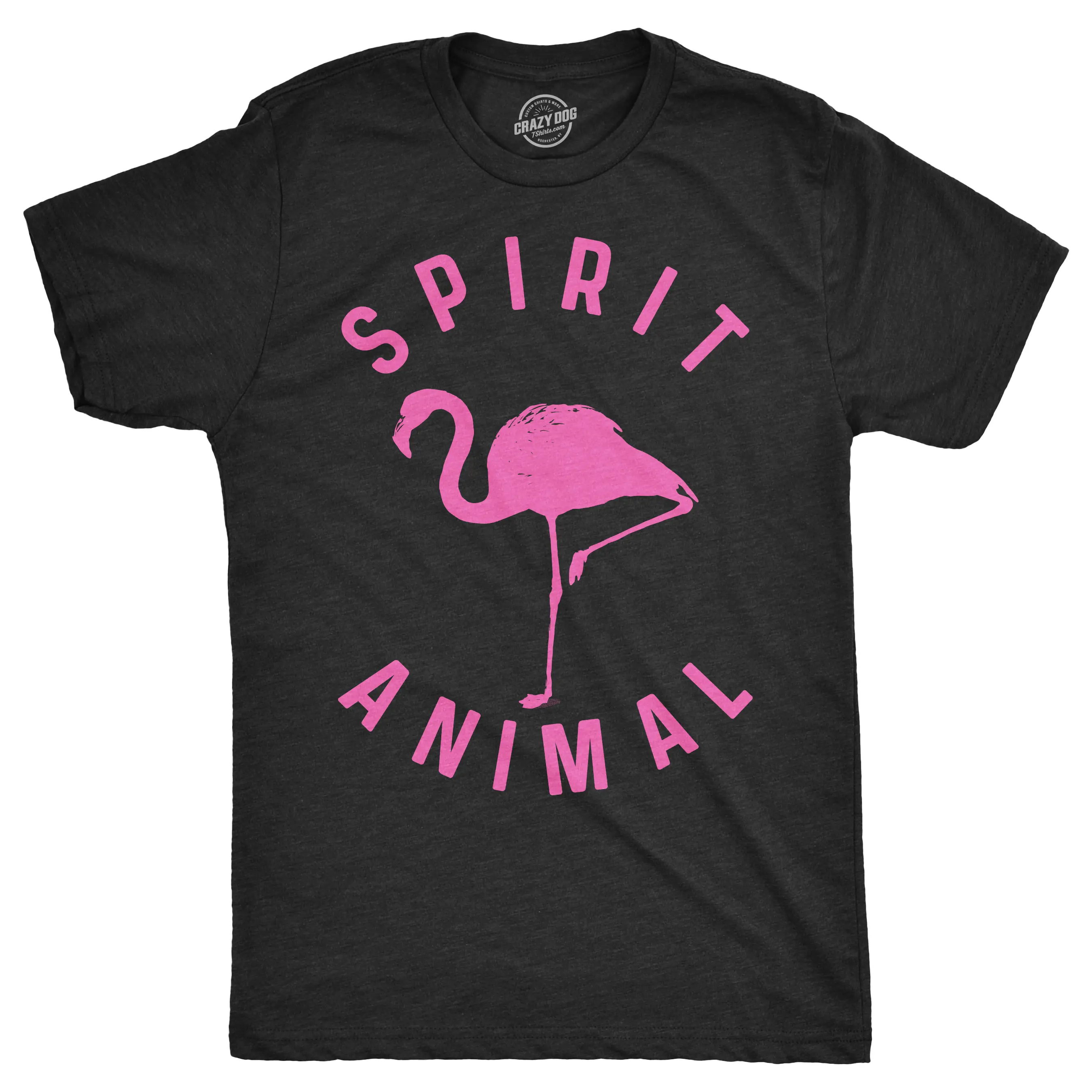 Mens Flamingo Spirit Animal T Shirt Funny Pink Bird Tee for Guys Mens Funny T Shirts Cool Vintage Fashion T-Shirt Gift Classic Menswear Funny Animal Short Sleeve Novelty Tees for Guys Black