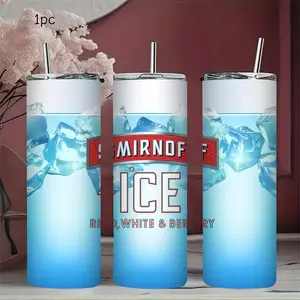 1pc 20oz Stainless Steel Insulated Mug, replicating the Smirnoff Ice bottle design. Stylish and practical, featuring a transparent sliding lid and straw. Suitable for outdoor and indoor workouts, or as a personalized birthday/holiday gift
