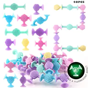 Stacking Stress Relief Toy, Glow-In-The-Dark Suction Cup Toy, Build/paste/pop, Educational Toy for Boys Girls, Birthday Gift