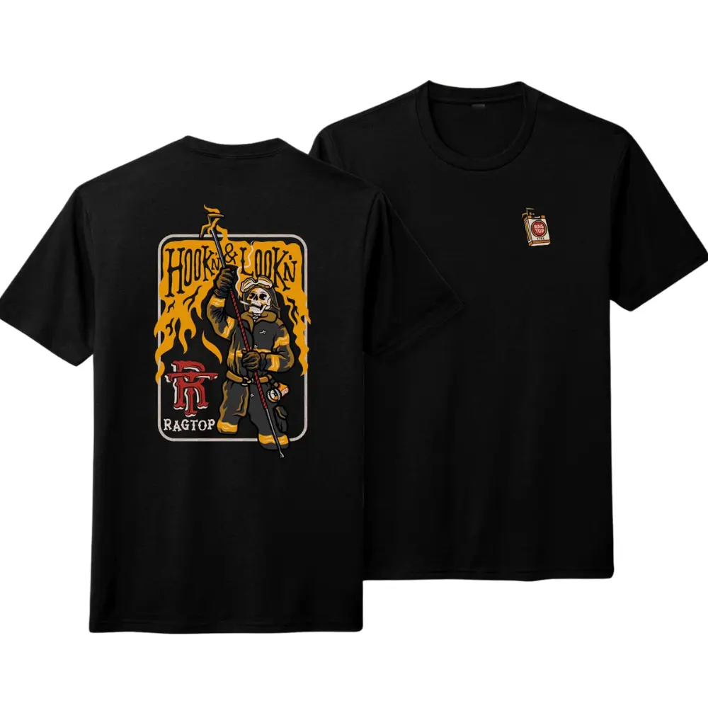Hook & Lookn Firefighter T-Shirt, Fire Rescue Graphic Tee, Soft Cotton Blend Shirt, Bold Firefighter Apparel for Men & Women, Fun Fire Rescue Gift