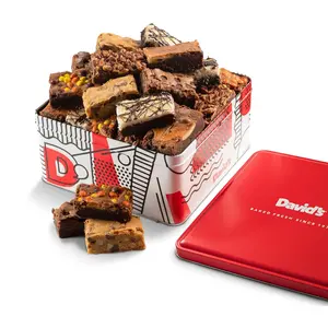 DAVID'S COOKIES Freshly Baked Chocolate Assortment Brownies - 6 Varieties, Individually Wrapped, Ambient Safe, Kosher Certified, Contains Nuts, 2 lb Gift Tin