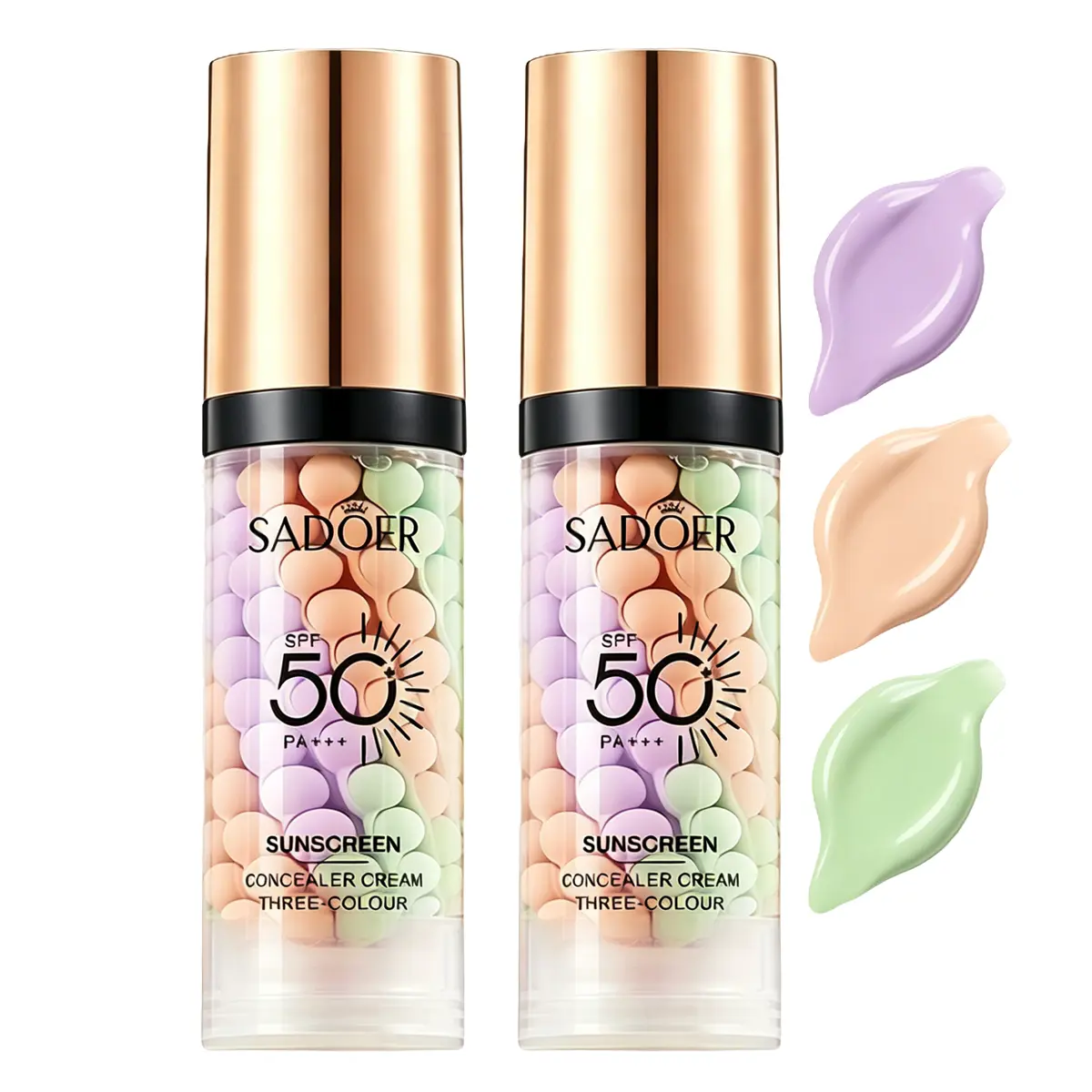 2Pcs SPF 50 3 Color Corrector Primer,  3-In-1 Sunscreen Isolation Cream, oil Control & Moisturizing Skin Tone,  Long-lasting Face Tinted Moisturizer, Perfect Gift for a Girlfriend or Mother for Birthdays,  Valentine's Day or Mother's Day