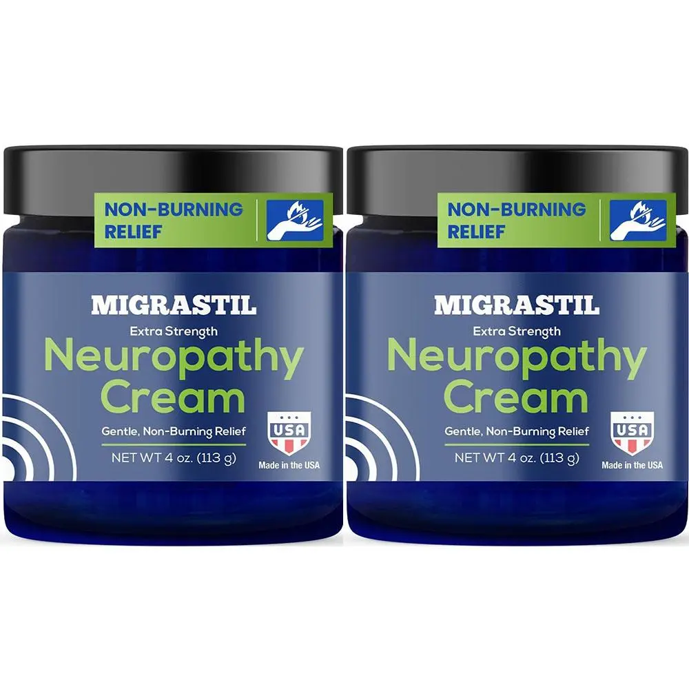 2 Bottles Migrastil Neuropathy Cream - Soothing Cream for Feet, Legs, Hands, Etc. Aloe Shea Butter Gentle Clove Moisturizing Body Care Daily