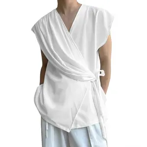 INCERUN Men's Minimalist Wrap Tank Top Androgynous Clean Fit Resort Wear