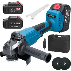 21V 4-1/2'' Cordless Angle , 125MM M14 Professional Electric Power ,   Tool with 2-Position, 7500RPM Cordless Metal Angle Grinders for , Grinding, Polishing (Blue).