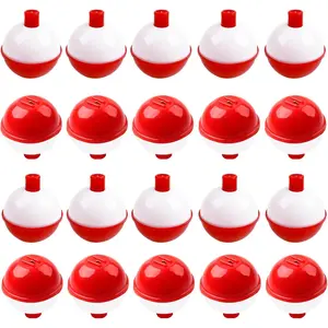 Fishing Bobbers Hard ABS Bobbers Snap-on Fishing Floats Push Button Round Buoy Float Bobbers for Crappie Panfish Walleyes Red and White 0.75"/1"/1.25"/1.5"/1.75"/2"/2.5"