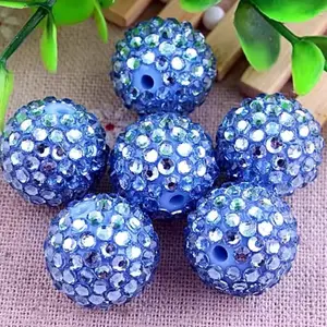Blue Sparkle 20mm Rhinestone Beads Set of 5