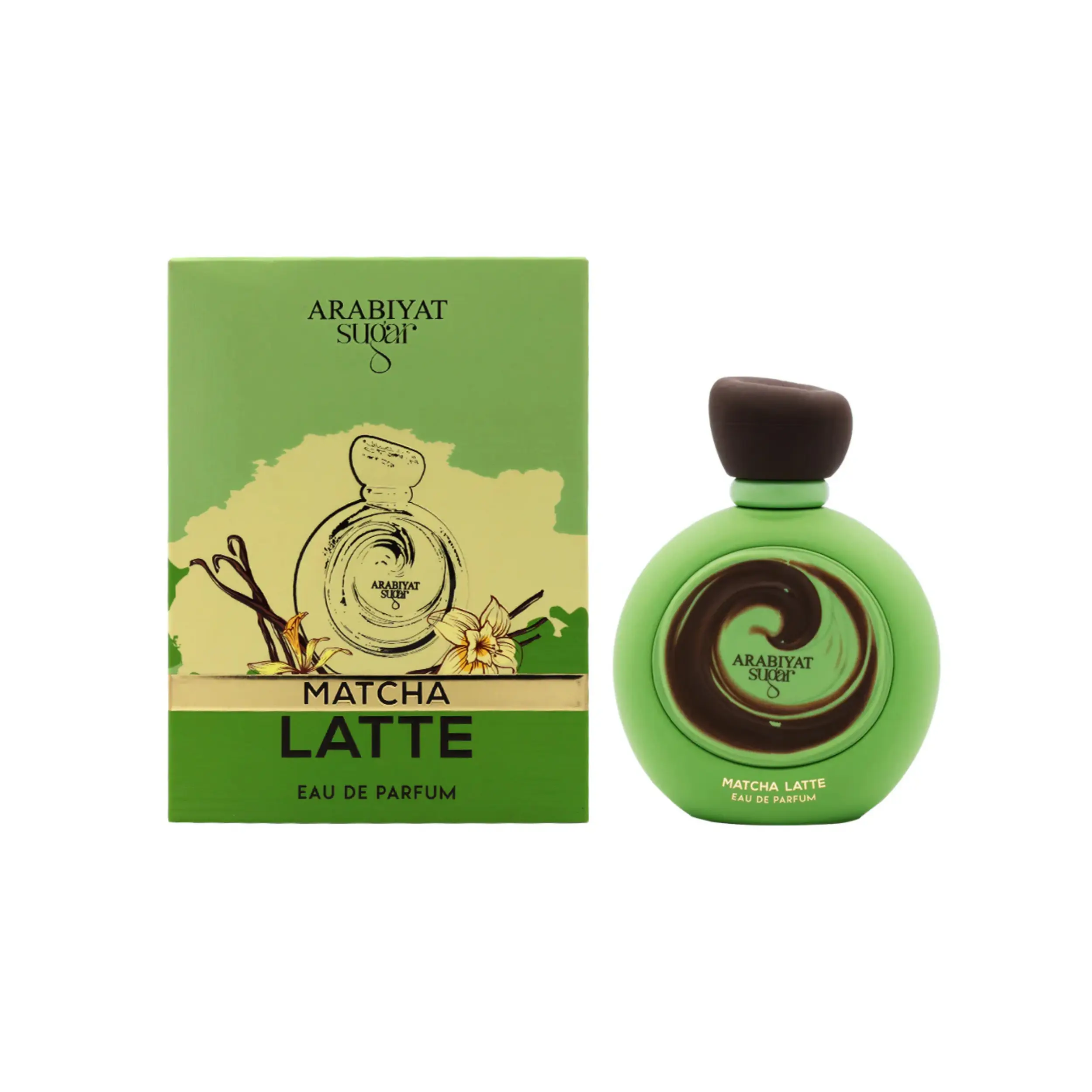 arabiyat Sugar Matcha Latte Eau De Parfum - Arabian Scent Perfume for Adult Women, Gourmand Caramel Floral Fruity Woody Fragrance with Peach, Coconut, Rice Milk Notes, 3.4 fl oz, Adults, Feminine Energy, Arabian Fragrance, Floral Musk Fragrance