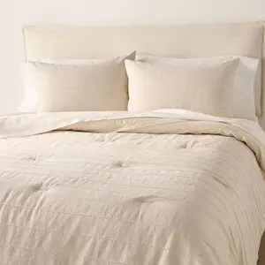 Full/Queen Stitch Stripe Comforter Tan - Hearth & Hand with Magnolia