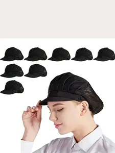 Adjustable Chef Hat Set with Hair Net, Breathable Polyester, Elastic Fit, Hand Wash Only, Ideal for Kitchen & Food Service Professionals