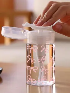 150ML/200ML/300ML Nail Polish Remover Press Bottle, Transparent Bow Design, Refillable Design, Reusable Alcohol Removal Container, Travel Essential