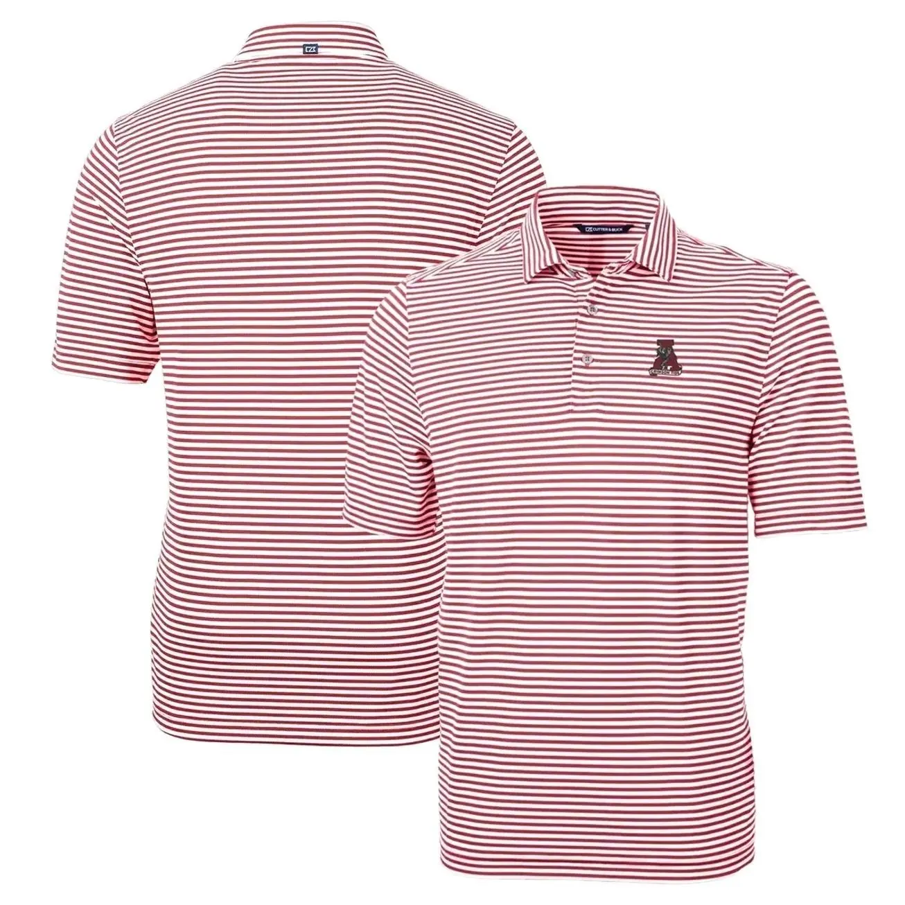 Alabama State Crimson Tide Cutter & Buck Throwback Logo Virtue Eco Pique Stripe Recycled Polo - Crimson TST