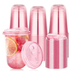 TO GO CUPS 50 Pack300ml＆400ml Disposable Iced Coffee Cups with Strawless Lids Clear Plastic Sip Lids for Party Wedding Catering Events To Go Cups for Cold Drinks Smoothie Milkshake Lemonade Bubble