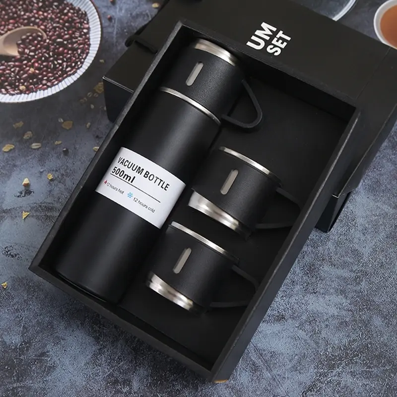 Stainless Steel Vacuum Insulated Bottle Set with Extra Lids, Portable Vacuum Flasks, Keeps Drinks Hot or Cold, Ideal for Travel & Gifts, Summer & Winter Use
