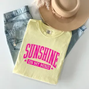 Comfort Colors Summer Sunkissed Shirt, Playful Vacation Tees, Aesthetic Pool River Beach Shirt, Trendy Cruise Shirts, Premium Garment Dyed Vacay Tees Top, Boutique Neon Sunshine Graphic Apparel