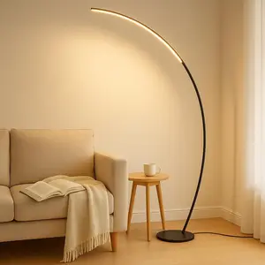 RGBW Modern 69.99 inch Arched Standing Reading Floor Lamp with Remote - Dimmable Black Led Color Changing Curved Ambient Lighting for Bedroom and Living Room