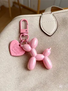Cute Balloon Dog Travel Keychain Pendant, Heart Shape DIY Decoration, Women's Bag Charm, Luggage Decor, Shoulder Bag Accessory