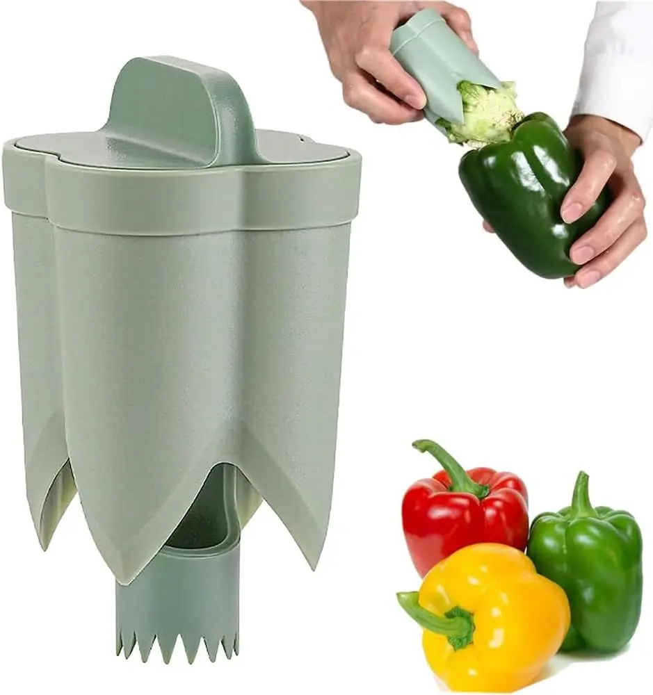 2PCS ABS Plastic 2-in-1 Pepper Deseeder Corer - Vegetable Cutting Slicer, Ergonomic Non-Slip Handle, Small Jalapeno Fit, Core+Seed Removal Tool, Bitter Melon Seeder, Cucumber Seed Tool, Easy Clean & Storage Kitchen Utensil, Durable Vegetable Slicer