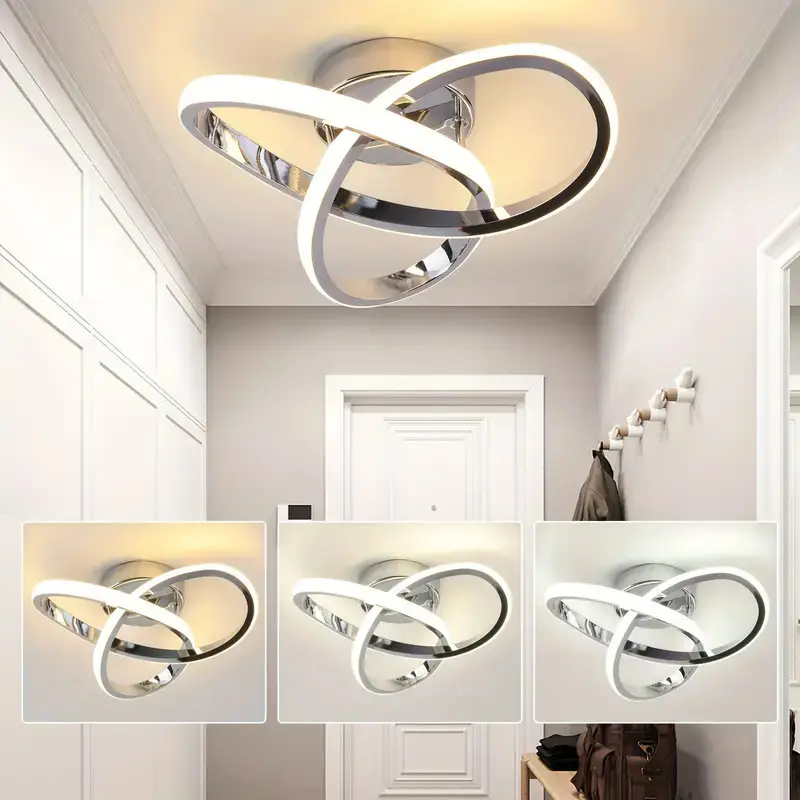 Modern LED Ceiling Light, Silver Color Metal Finish, Adjustable Lighting Fixture for Entryway Hallway Balcony Study Room Decor, Indoor Lighting, Interior Lights, Adjustable Leds